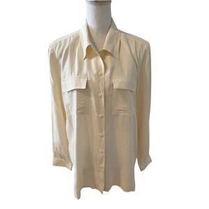 Anna and Frank Silk Button Down Shirt Cream XL